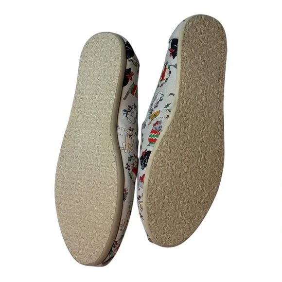 TOMS Christmas Cats Slip On Flats Size 9 - Picture 5 of 6